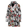 Casino Card And Chip Pattern Print Women's Bathrobe