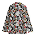 Casino Card And Chip Pattern Print Women's Blazer