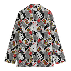 Casino Card And Chip Pattern Print Women's Blazer