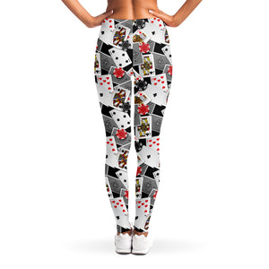 Casino Card And Chip Pattern Print Women's Leggings