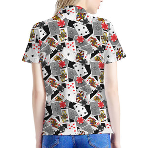 Casino Card And Chip Pattern Print Women's Polo Shirt