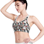 Casino Card And Chip Pattern Print Women's Sports Bra