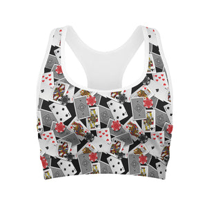 Casino Card And Chip Pattern Print Women's Sports Bra