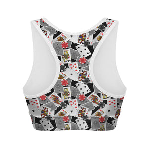 Casino Card And Chip Pattern Print Women's Sports Bra