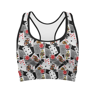 Casino Card And Chip Pattern Print Women's Sports Bra