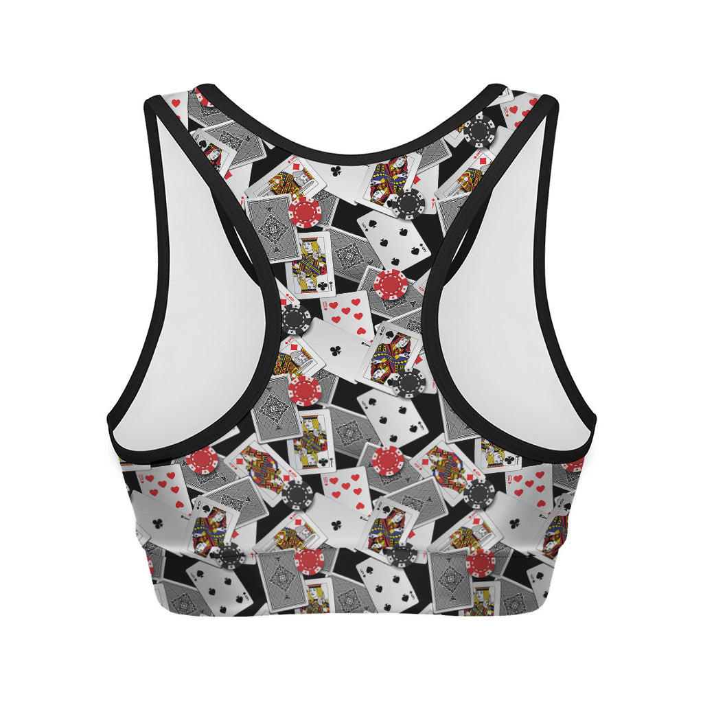 Casino Card And Chip Pattern Print Women's Sports Bra