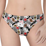 Casino Card And Chip Pattern Print Women's Thong