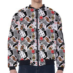 Casino Card And Chip Pattern Print Zip Sleeve Bomber Jacket