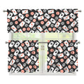 Casino Chip And Card Pattern Print 3 Piece Kitchen Curtains