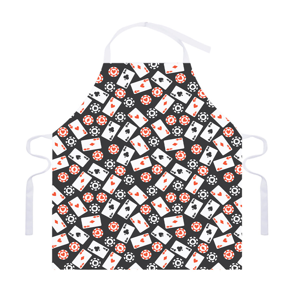 Casino Chip And Card Pattern Print Adjustable Apron
