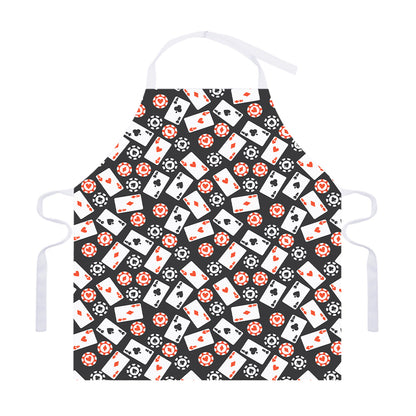 Casino Chip And Card Pattern Print Adjustable Apron