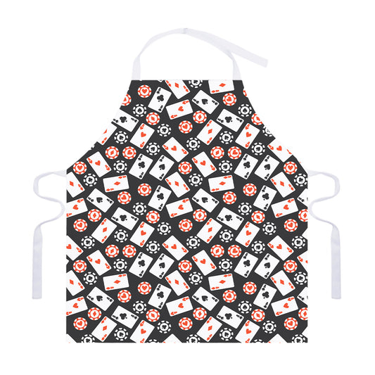Casino Chip And Card Pattern Print Adjustable Apron