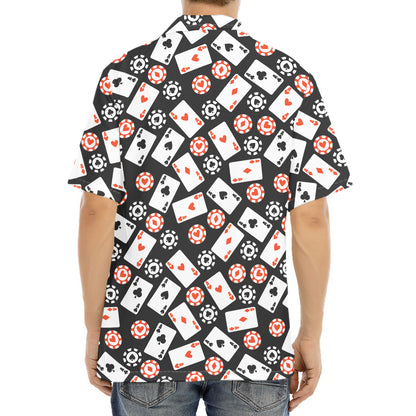 Casino Chip And Card Pattern Print Aloha Shirt