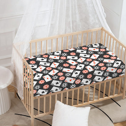 Casino Chip And Card Pattern Print Baby Crib Sheet