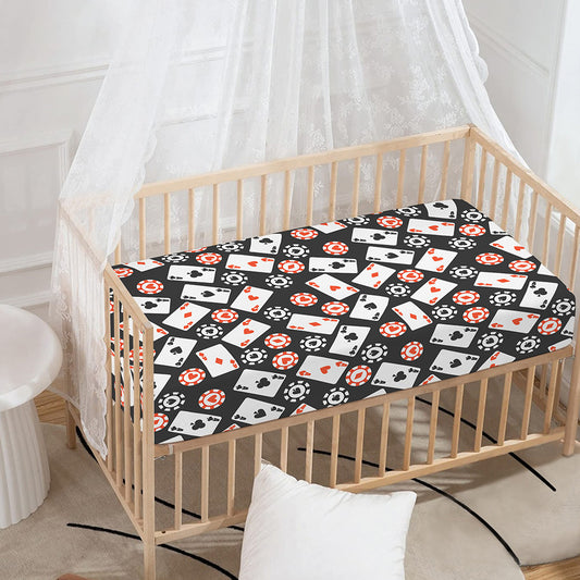 Casino Chip And Card Pattern Print Baby Crib Sheet