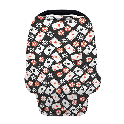 Casino Chip And Card Pattern Print Baby Seat Cover