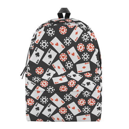Casino Chip And Card Pattern Print Backpack