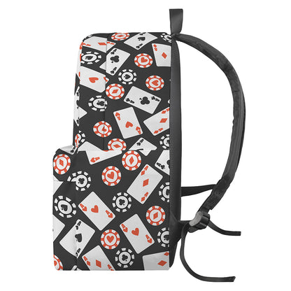 Casino Chip And Card Pattern Print Backpack