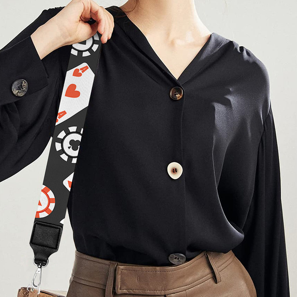 Casino Chip And Card Pattern Print Bag Strap