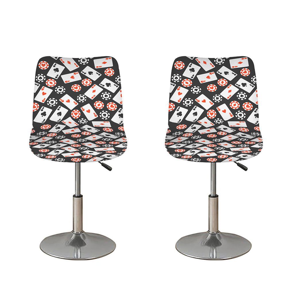 Casino Chip And Card Pattern Print Bar Stool Covers