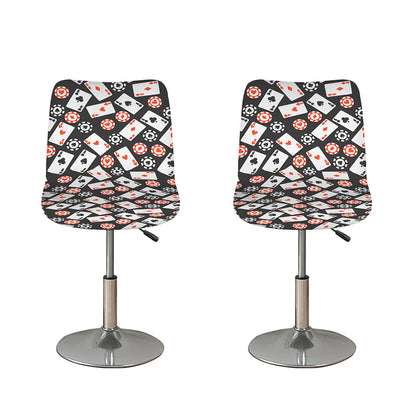 Casino Chip And Card Pattern Print Bar Stool Covers