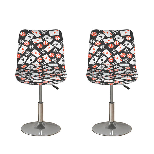 Casino Chip And Card Pattern Print Bar Stool Covers