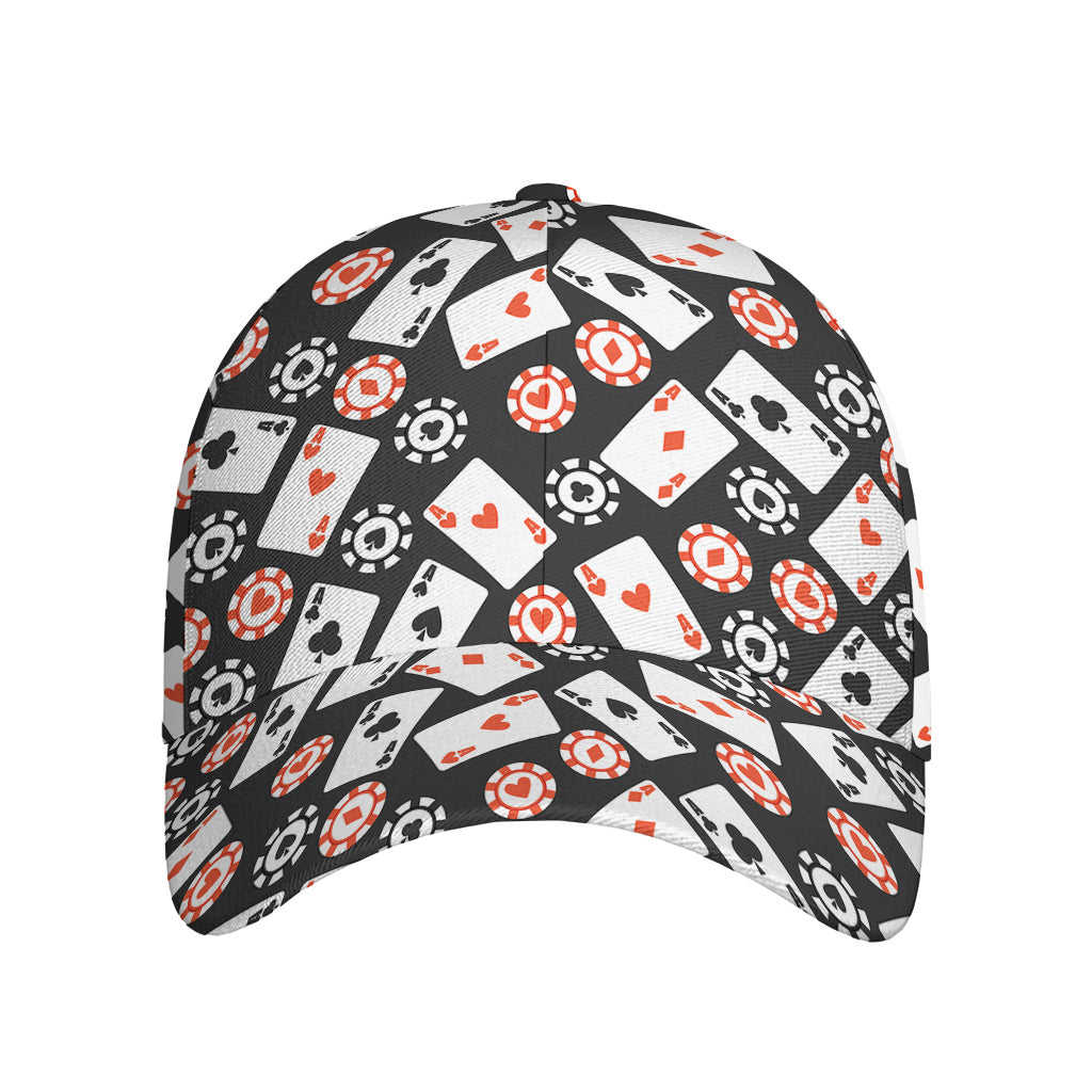 Casino Chip And Card Pattern Print Baseball Cap