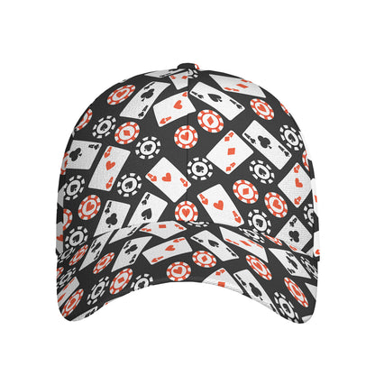 Casino Chip And Card Pattern Print Baseball Cap