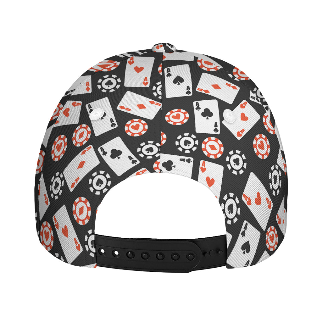 Casino Chip And Card Pattern Print Baseball Cap