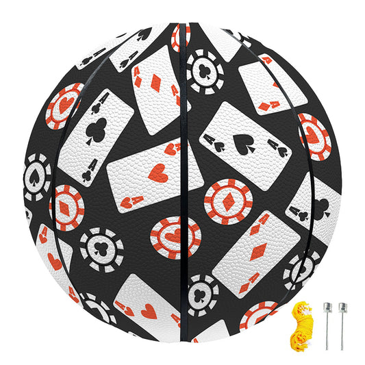 Casino Chip And Card Pattern Print Basketball