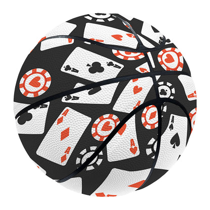 Casino Chip And Card Pattern Print Basketball
