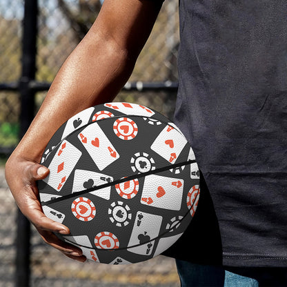 Casino Chip And Card Pattern Print Basketball