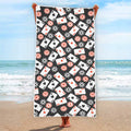 Casino Chip And Card Pattern Print Beach Towel