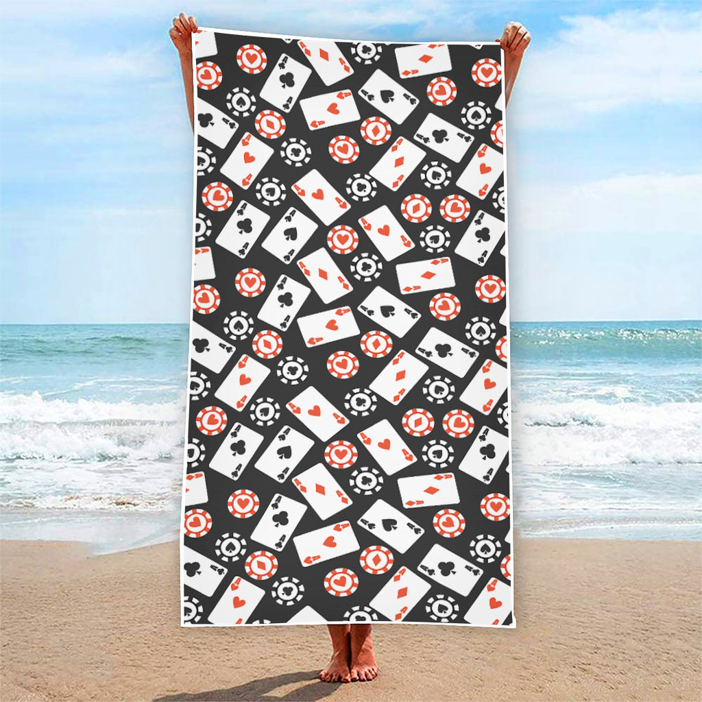 Casino Chip And Card Pattern Print Beach Towel