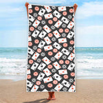 Casino Chip And Card Pattern Print Beach Towel