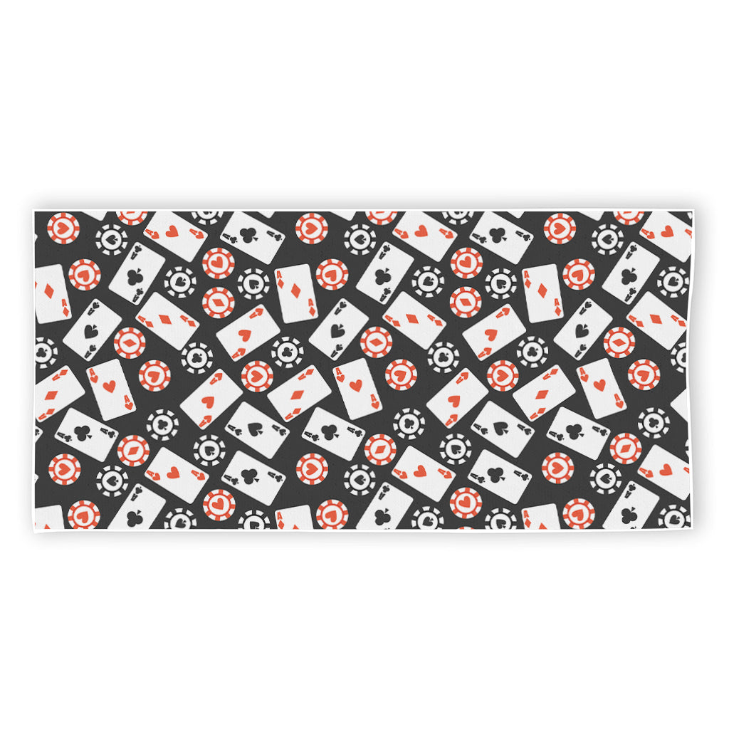 Casino Chip And Card Pattern Print Beach Towel