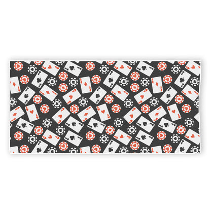Casino Chip And Card Pattern Print Beach Towel