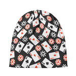 Casino Chip And Card Pattern Print Beanie