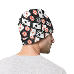 Casino Chip And Card Pattern Print Beanie