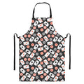 Casino Chip And Card Pattern Print Bib Apron With Pocket