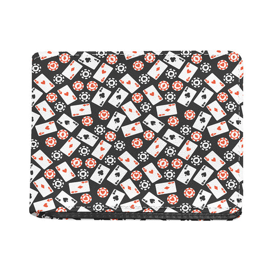 Casino Chip And Card Pattern Print Bifold Wallet