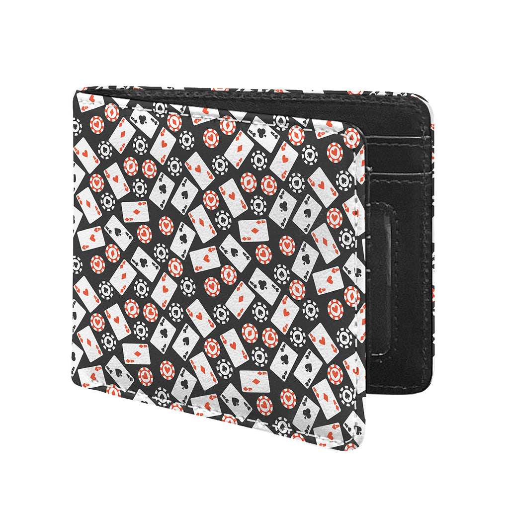 Casino Chip And Card Pattern Print Bifold Wallet
