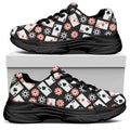 Casino Chip And Card Pattern Print Black Chunky Shoes