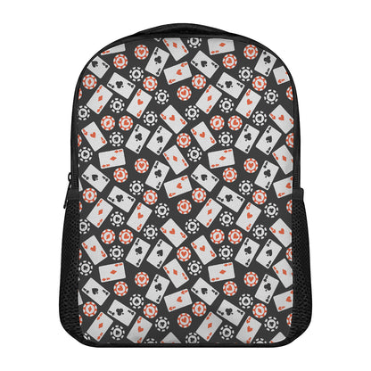 Casino Chip And Card Pattern Print Casual Backpack