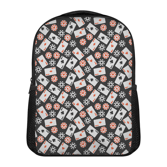 Casino Chip And Card Pattern Print Casual Backpack