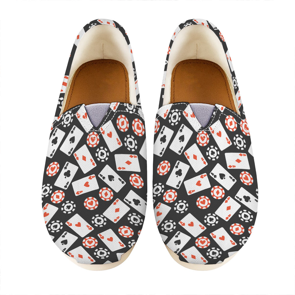 Casino Chip And Card Pattern Print Casual Shoes