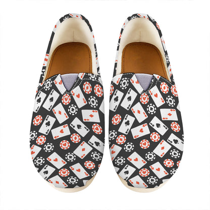 Casino Chip And Card Pattern Print Casual Shoes