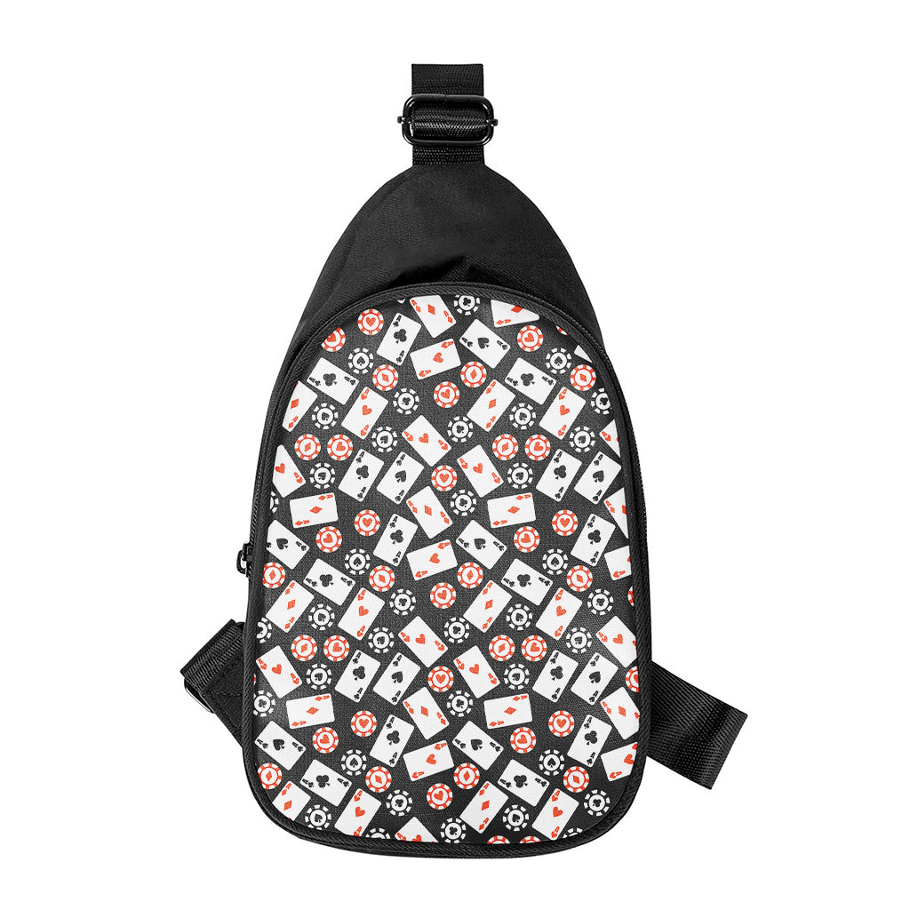 Casino Chip And Card Pattern Print Chest Bag
