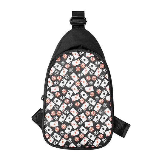 Casino Chip And Card Pattern Print Chest Bag