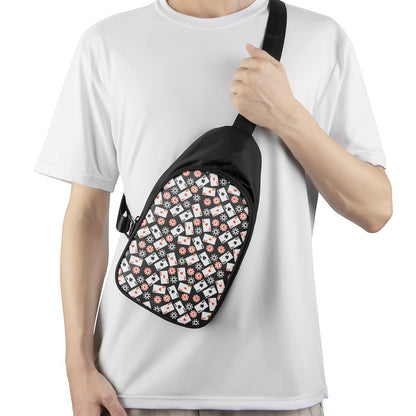 Casino Chip And Card Pattern Print Chest Bag
